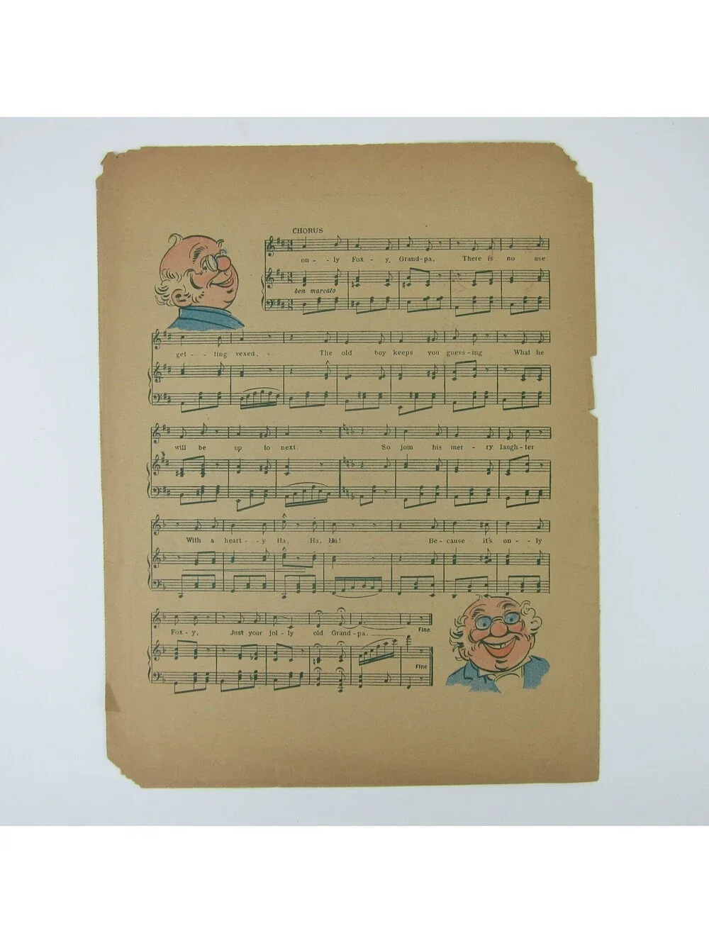 Sheet Music Foxy Grandpa Carl E. Schultz Comic Strip Stillman Vogel Antique 1902